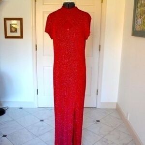 Onyx nite dress red shimmer stretch dress size Medium